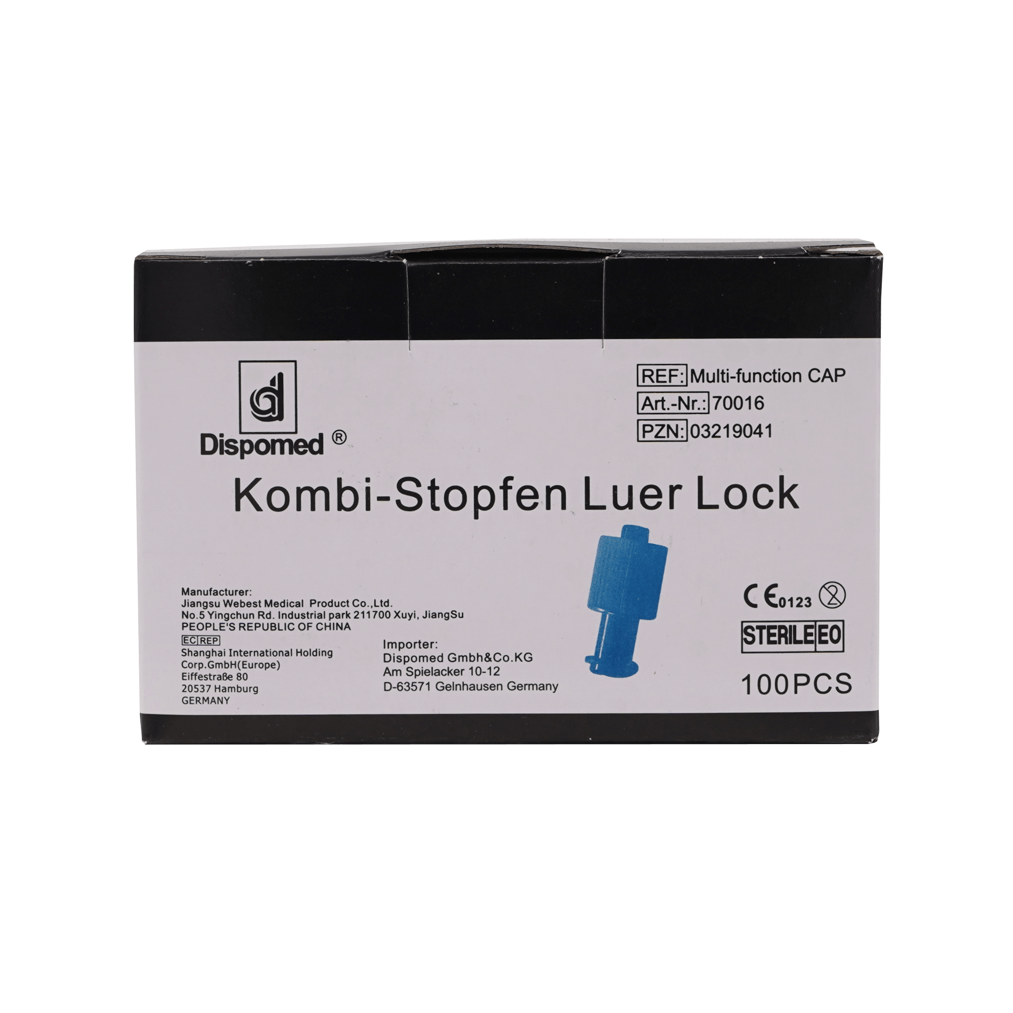 Kombi-Stopfen blau , Luer Lock