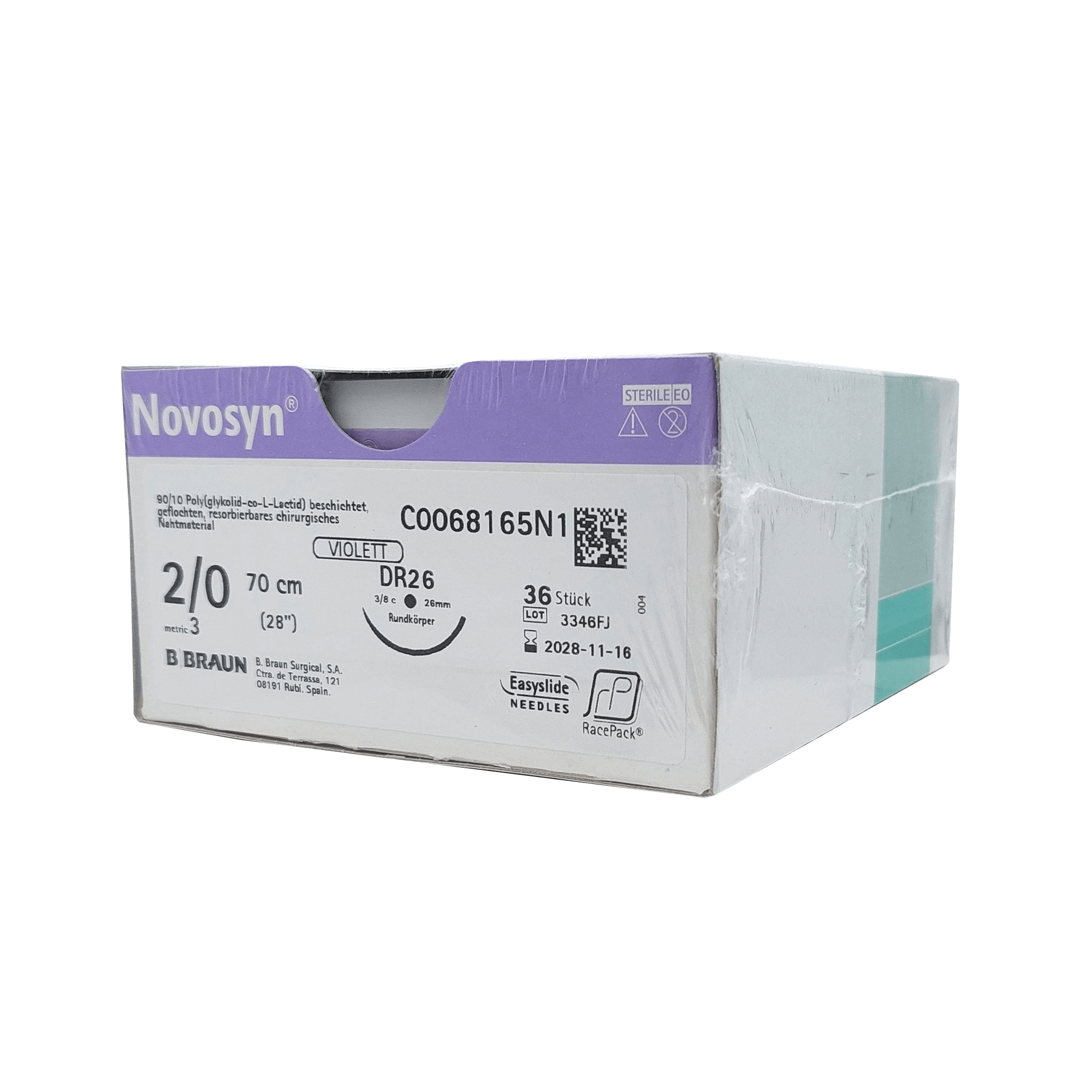 NOVOSYN VIOLET 2/0 (3) 70CM DR26 (M)RCP