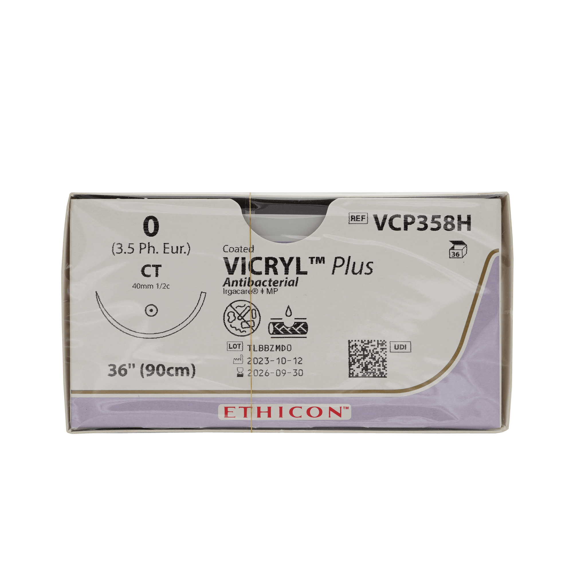 VICRYL PLUS VIOL GEFL - 0; CT; 0.90 (VE 36)  